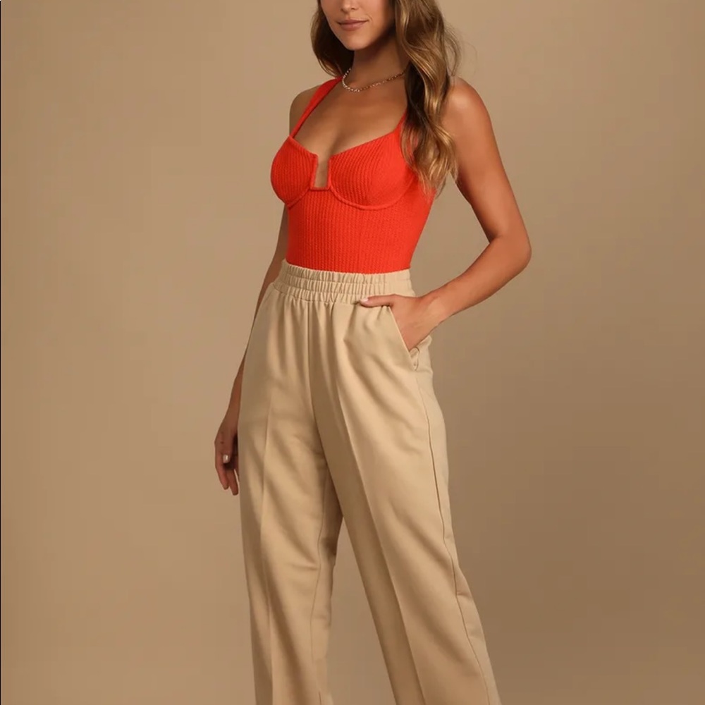 Aria bright red ribbed bustier bodysuit